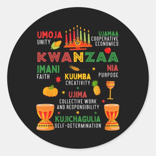Happy Kwanzaa 7 Grundsätze Kwanzaa Frauen Männer c Runder Aufkleber (Vorderseite)