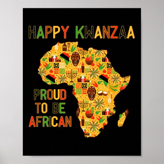 Happy Kwanzaa Africa Map 7 Principles Celebration Poster (Vorne)