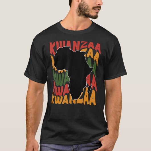Happy Kwanzaa African Map Kinara Candles Celebrati T-Shirt (Vorderseite)