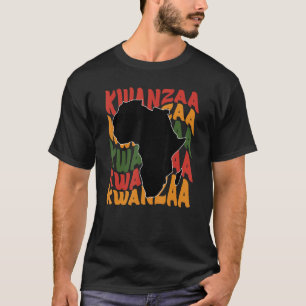 Happy Kwanzaa African Map Kinara Candles Celebrati T-Shirt