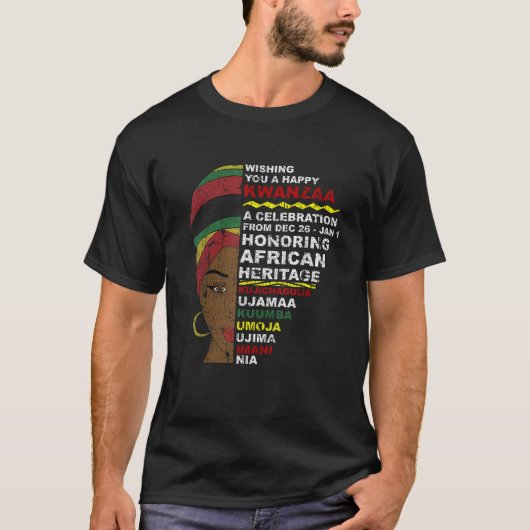 Happy Kwanzaa African Woman 7 Principles Celebrati T-Shirt (Vorderseite)