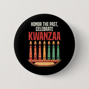 Happy Kwanzaa Candles Africa Holiday African Ameri Button