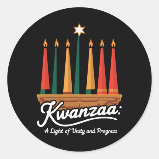 Happy Kwanzaa Candles Africa Holiday African Ameri Runder Aufkleber (Vorderseite)
