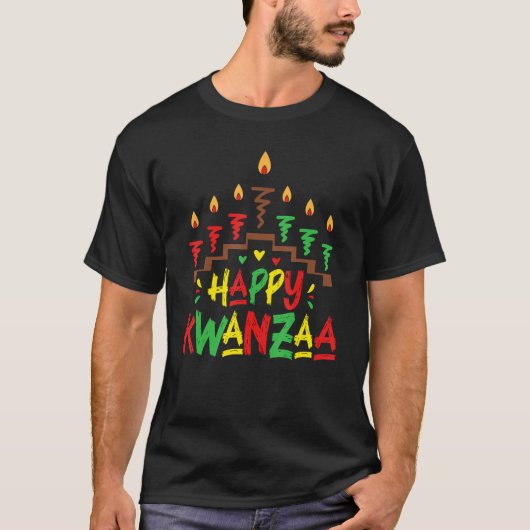 Happy Kwanzaa Candles African Black Culture Afro w T-Shirt (Vorderseite)