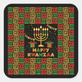 Happy Kwanzaa Candles Red Black Green Yellow Quadratischer Aufkleber (Vorderseite)