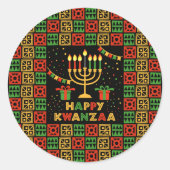 Happy Kwanzaa Candles Red Black Green Yellow Runder Aufkleber (Vorderseite)