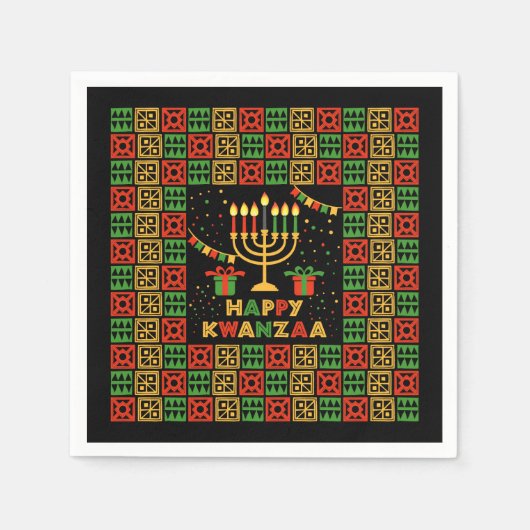 Happy Kwanzaa Candles Red Black Green Yellow Serviette (Vorderseite)