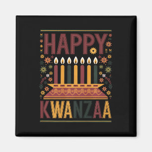 Happy Kwanzaa Celebration Kinara Kerzen und Blumen Magnet