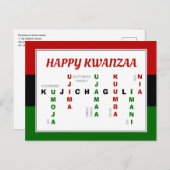 Happy Kwanzaa Crossword Feiertagspostkarte (Vorne/Hinten)