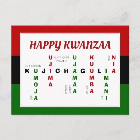 Happy Kwanzaa Crossword Feiertagspostkarte (Vorderseite)