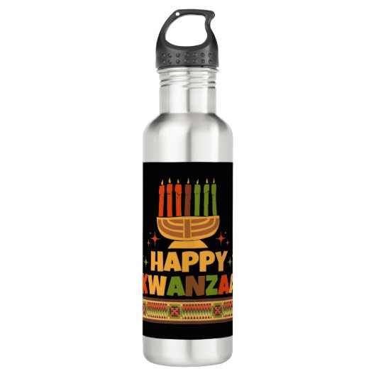 Happy Kwanzaa Edelstahlflasche (Vorderseite)