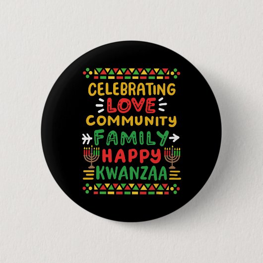 Happy Kwanzaa feiert Liebe Community Men Button (Vorderseite)