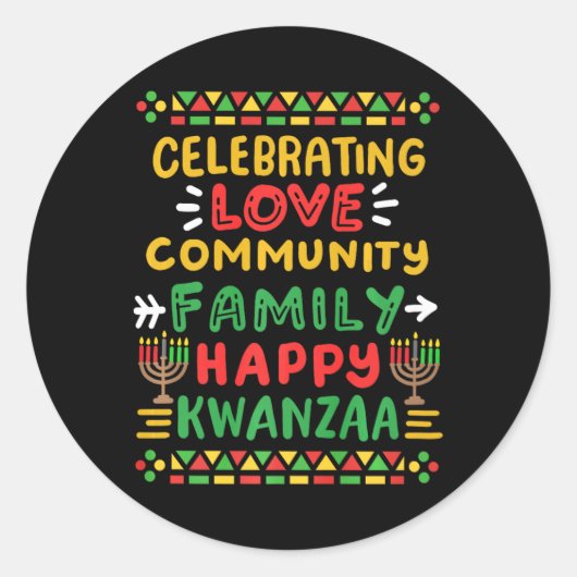 Happy Kwanzaa feiert Liebe Community Men Runder Aufkleber (Vorderseite)