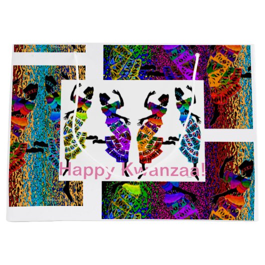 Happy Kwanzaa Große Geschenktüte (Vorderseite)