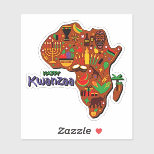 Happy Kwanzaa Karte von Afrika Kiss Cut Aufkleber (Blatt)