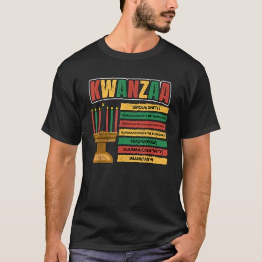 Happy Kwanzaa Kinara Candles Principles African Am T-Shirt (Vorderseite)