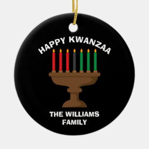 Happy Kwanzaa Kinara Custom Red Black Green Gesche Keramik Ornament