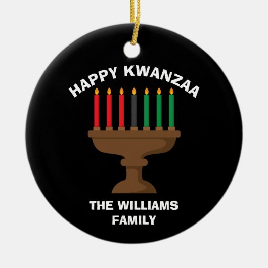 Happy Kwanzaa Kinara Custom Red Black Green Gesche Keramik Ornament (Vorne)