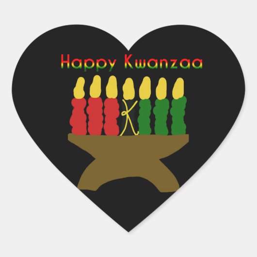 Happy Kwanzaa Kinara Herz-Aufkleber (Vorderseite)