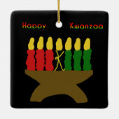 Happy Kwanzaa Kinara Keramikornament (Rückseite)
