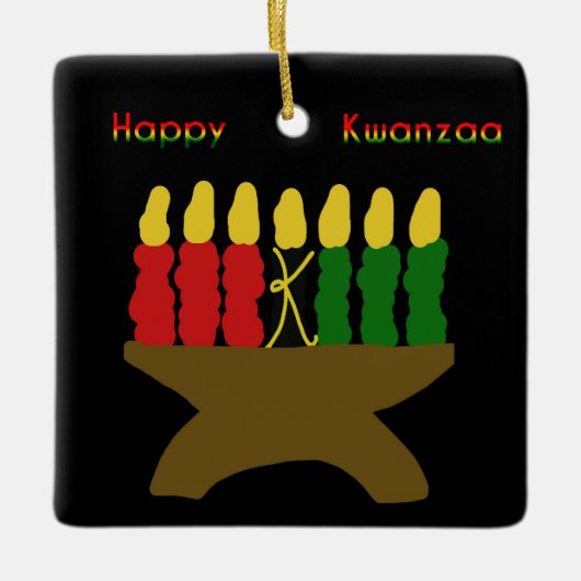 Happy Kwanzaa Kinara Keramikornament (Vorderseite)