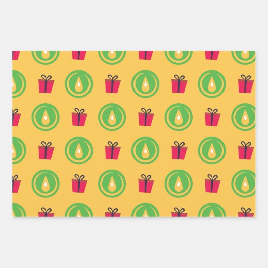 Happy Kwanzaa Kinara Menorah Seven Holiday Pattern Geschenkpapier Set (Vorderseite 3)