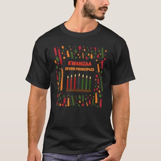 Happy Kwanzaa Kinara Mishumaa with Seven Principle T-Shirt (Vorderseite)