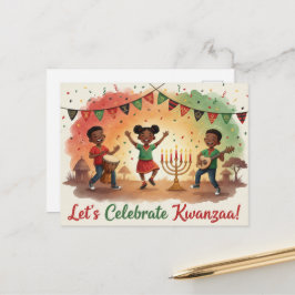 Happy Kwanzaa Kinara Postcard Postkarte