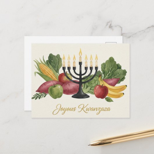 Happy Kwanzaa Kinara Postcard Postkarte (Vorderseite/Rückseite Beispiel)