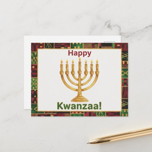 Happy Kwanzaa Kinara Postcard Postkarte (Vorderseite/Rückseite Beispiel)