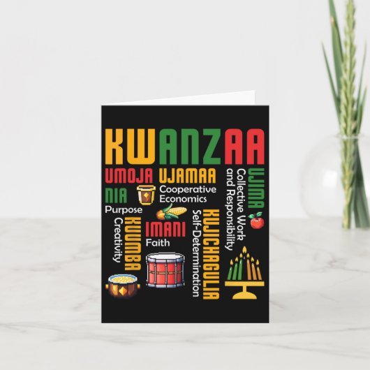 Happy Kwanzaa Kinara Seven Candles Drum African He Karte (Vorderseite)