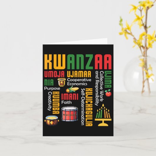 Happy Kwanzaa Kinara Seven Candles Drum African He Karte (Gelbe Blume)