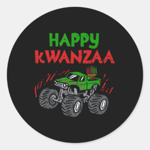 Happy Kwanzaa Kinara Seven Candles Monster Truck K Runder Aufkleber