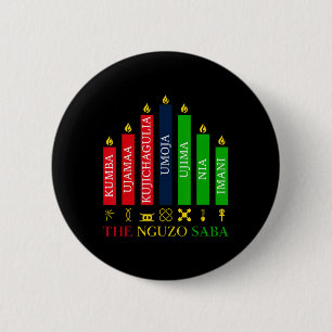Happy Kwanzaa Kinara Seven Candles Principles of K Button