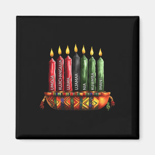 Happy Kwanzaa Kinara Seven Candles Principles of K Magnet