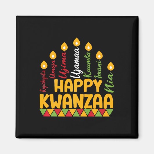 Happy Kwanzaa Kinara Seven Candles Principles of K Magnet (Vorne)