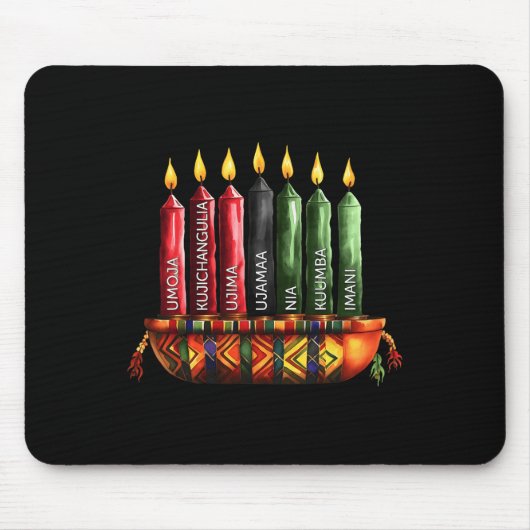 Happy Kwanzaa Kinara Seven Candles Principles of K Mousepad (Vorne)