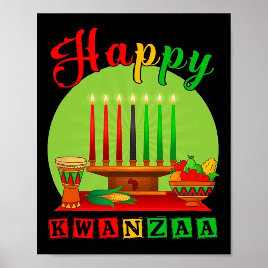 Happy Kwanzaa Kinara Seven Candles Principles of K Poster (Vorne)