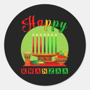 Happy Kwanzaa Kinara Seven Candles Principles of K Runder Aufkleber