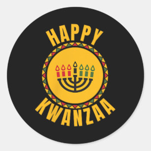 Happy Kwanzaa Kinara-seven Candles Principles of K Runder Aufkleber