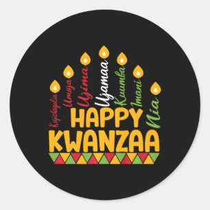 Happy Kwanzaa Kinara Seven Candles Principles of K Runder Aufkleber