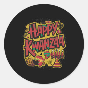 Happy Kwanzaa Kinara Seven Candles Principles of K Runder Aufkleber