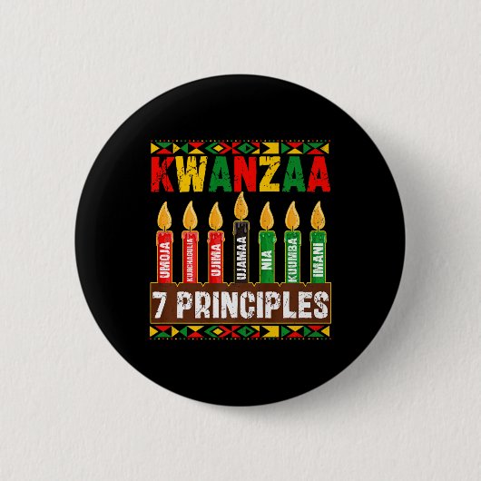 Happy Kwanzaa Kinara Seven Principles Candles Pan Button (Vorderseite)