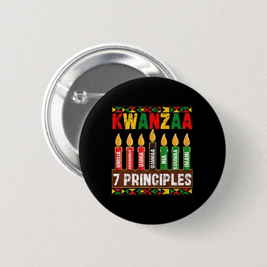 Happy Kwanzaa Kinara Seven Principles Candles Pan Button (Vorne & Hinten)