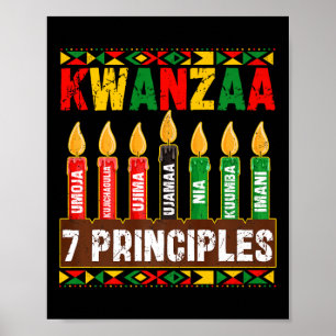 Happy Kwanzaa Kinara Seven Principles Candles Pan Poster
