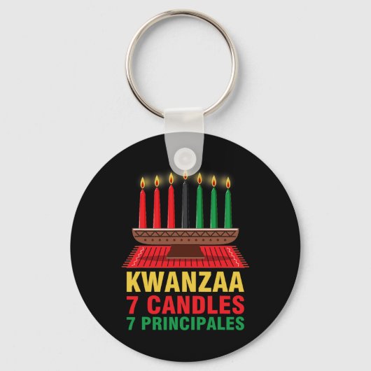 Happy Kwanzaa Kinara Seven Principles Candles Pan Schlüsselanhänger (Vorderseite)