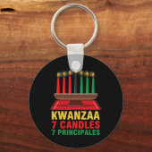 Happy Kwanzaa Kinara Seven Principles Candles Pan Schlüsselanhänger (Vorderseite)