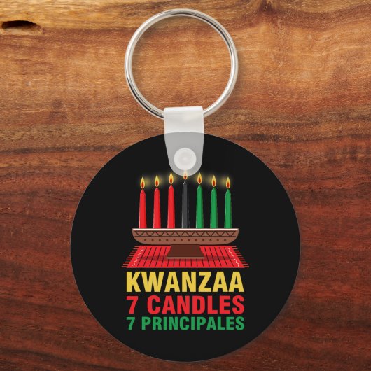 Happy Kwanzaa Kinara Seven Principles Candles Pan Schlüsselanhänger (Vorderseite)