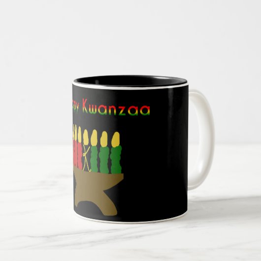 Happy Kwanzaa Kinara Zweifarbige Tasse (VorderseiteRechts)