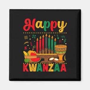 Happy Kwanzaa Men Women Kwanzaa Kinara Candle 7 Pr Magnet